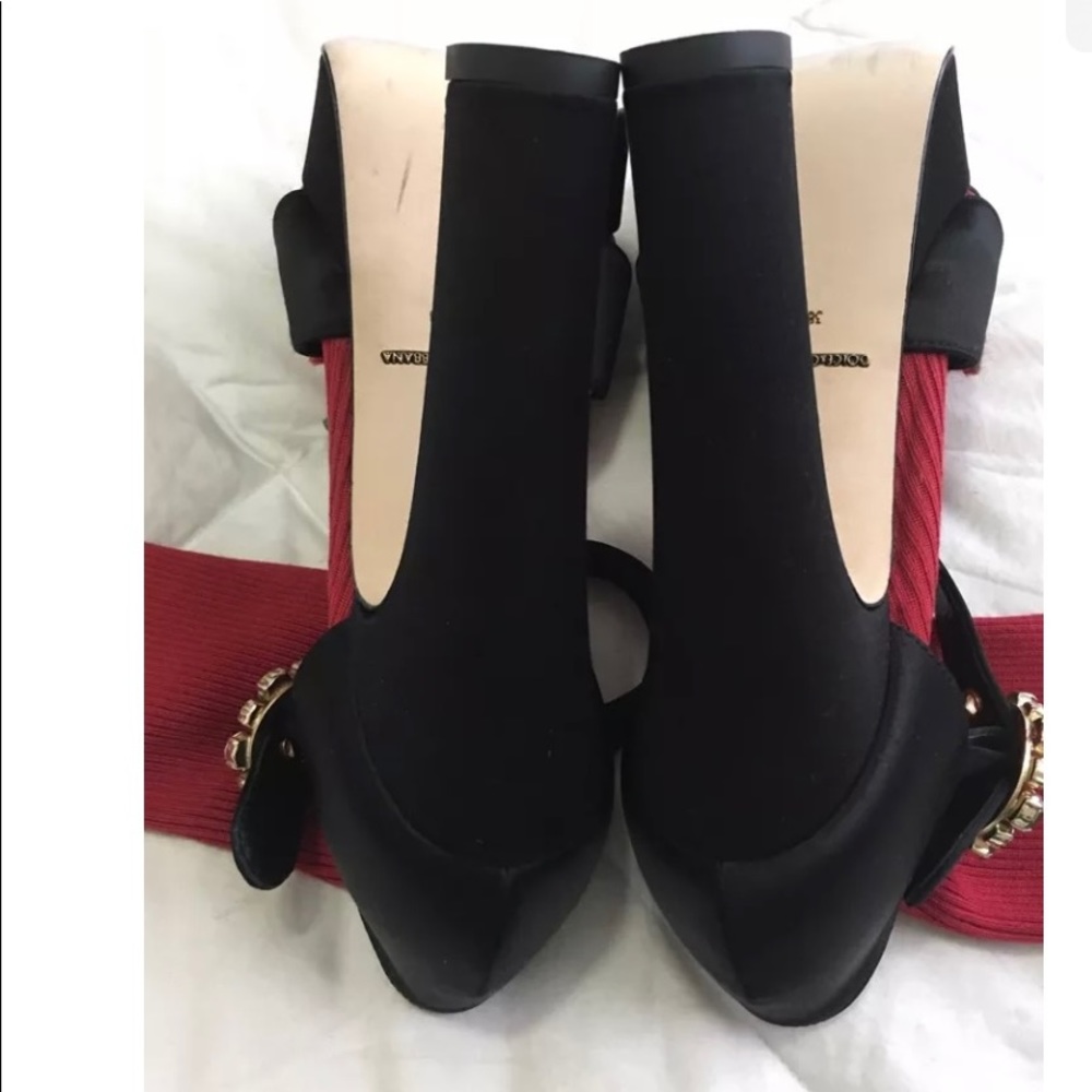 Rare Dolce & Gabbana Black Satin Heel Knit Sock and Appliqué - Picture 3 of 7